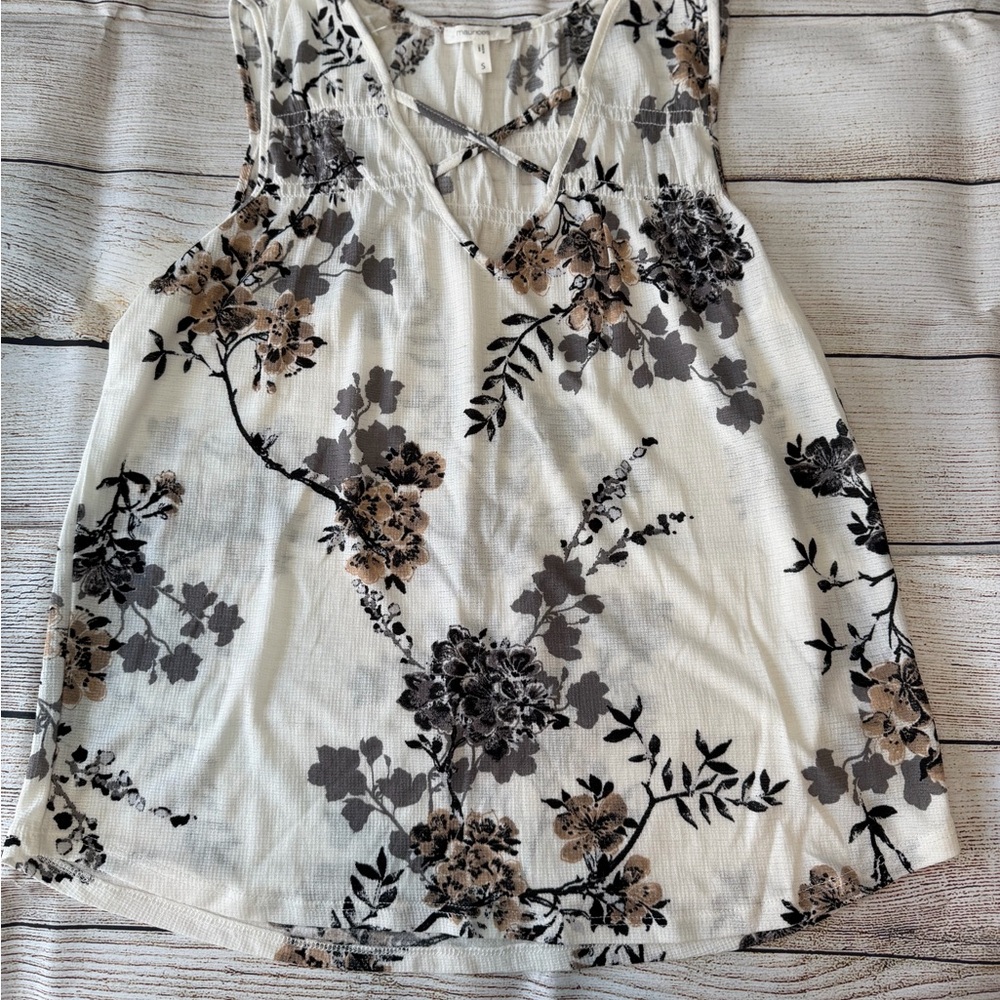 Maurices Floral Tank Top - Black and Cream - Picture 4 of 6